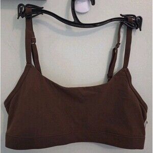 No Boundaries Women's MEDIUM Stretch Scoop Bralette BROWN Bra Mesh Lining NeW